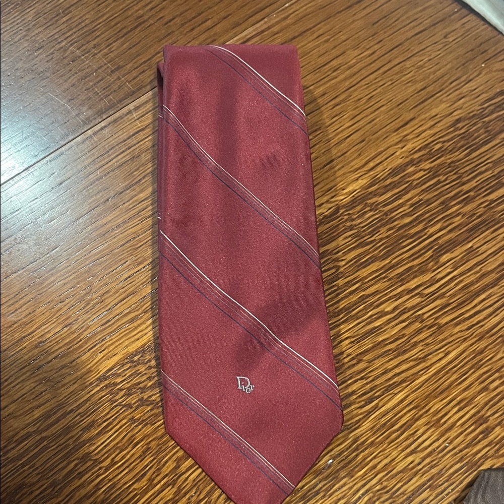Dior Burgundy Striped Tie